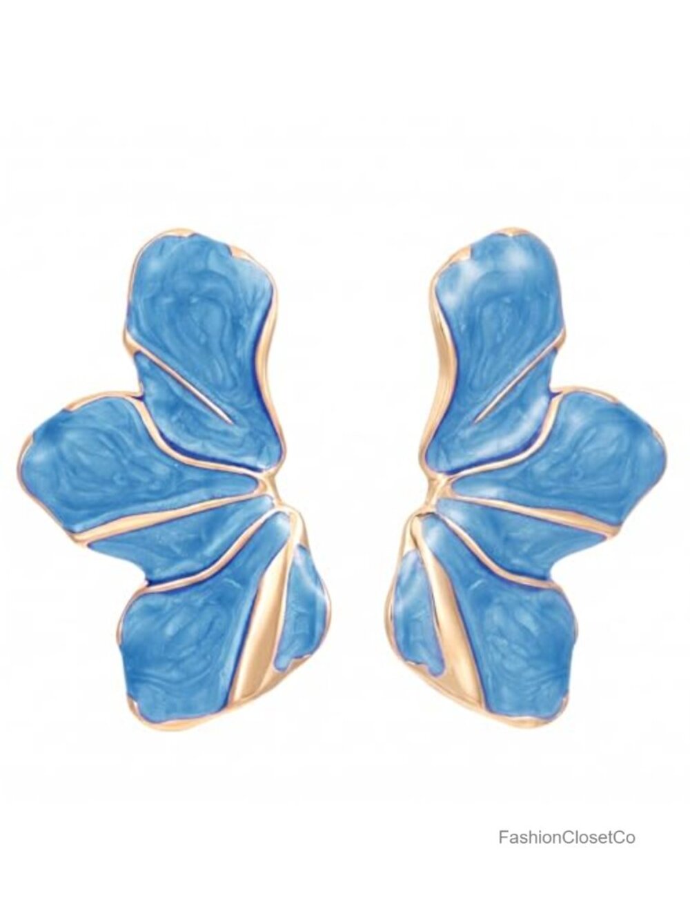 Statement Earrings Women Large Irregular Floral Petal Jewelry Gold-Tone Edge